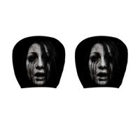 2 Pcs Ghost Face Car Headrest Covers Halloween Scary Seat Dust Protector | 26x28cm, Car Interior Decoration Accessories