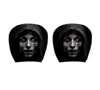 2 Pcs Ghost Face Car Headrest Covers Halloween Scary Seat Dust Protector | 26x28cm, Car Interior Decoration Accessories