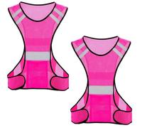 2 pcs gilet de course réfléchissant,train de course haute visibilité avec grande poche (pink)
