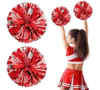 2 Pcs Girl Cheerleading Pompons,Pompons Métalliques pour Pom-Pom Girl,Pompons de Cheerleader avec Boucle à Anneau,Multicolores Pompons,pour Carnaval, l'école le Sport, la Danse, la Nuit, la Fête