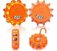 2 Pcs Girophare LED Vehicule, Gyrophare LED Sans Fil Étanche avec Magnetique, Gyrophare Orange Alimentée par Batterie,9 Fonctions