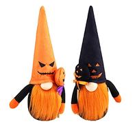 2 Pcs Gnomes Halloween Poupée Peluche,Fantôme à la Main le Père Noël Tomte Table Décorations,Figurine de Poupée Sans Visage Citrouille Chapeau Sorcière de Ornements,pour Accueil Fête Vacances Cadeaux