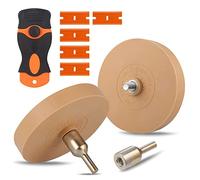 2 pcs Gomme Enlève Autocollants avec Adaptateur, Ø 88 mm, Roue de Gomme en Caoutchouc, Décalque de Voiture Dissolvant, Gomme Carrosserie pour Éliminer les Vinyle Adhesif, avec 1 Mini Grattoir+5 Lames