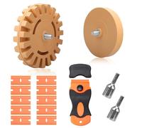 2 pcs Gomme enlève Autocollants avec Adaptateur, Roue de Gomme en Caoutchouc, Décalque de Voiture Dissolvant Gomme carrosserie pour éliminer Les Vinyle adhesif, Colle, l'autocollant