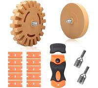 2 Pcs Gomme Enlève Autocollants Avec Adaptateur, Roue De Gomme En Caoutchouc, Décalque De Voiture Dissolvant Gomme Carrosserie Pour Éliminer Les Vinyle Adhesif, Colle, L'autocollant[Z481]