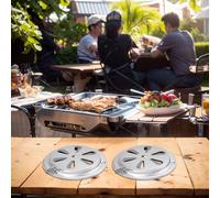 2 pcs grille d'aération réglable, ensemble de grilles d'aération en acier inoxydable grille d'aération d'échappement réglable grille d'aération de poêle, pour barbecues et fumoirs (9,5 cm)