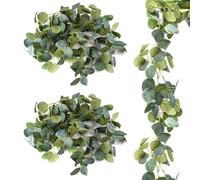 2 Pcs Guirlande Eucalyptus Artificiel 1.8 M, Guirlande Feuilles Artificielles Décoration de Vigne Verte, Guirlande Feuilles Artificielles Réalistes pour Les Mariages, Tables Extérieures, Fêtes