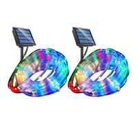 2 PCS Guirlande Lumineuse Borne Solaire 12m 100 LED Extérieur Étanche Fil de Cuivr 8 Modes Pour Jardin Patio Mariage Noël Décoration