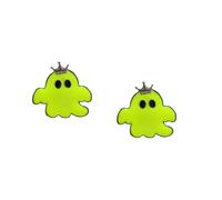 2 Pcs Halloween Fantôme Broche Lumineuse Bavoir Pin Émail Vert Démon Reine Couronne Glow Dans Le Dark Broches Badge Robe Pins Amusant Bijoux de Vacances pour Femmes Hommes Ensemble, Piccolo, Métal