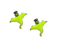 2 Pcs Halloween Fantôme Broche Lumineuse Bavoir Pin Émail Vert Démon Reine Couronne Glow Dans Le Dark Broches Badge Robe Pins Amusant Bijoux de Vacances pour Femmes Hommes Ensemble, Piccolo, Métal