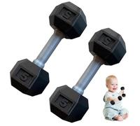 2 PCS HAUBBELLS POUR BÉBÉ, 1, 8x4, 7 Ensemble de levage de poids à la main en silicone pour exercice fitness Toys sport drôles pour les tout-petits (noir)