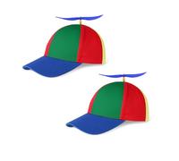 2 Pcs Hélice Casquette hélicoptère,Casquette à Hélice avec hélice fluorescente fête Été Soleil Protection de Baseball Convient aux adultes Taille ajustable(56-60cm)