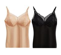 2 Pcs Hiver Dames Micropolaire Chaud Débardeurs avec Soutien-Gorge Intégré, Débardeurs Thermiques pour Femmes sous-Vêtements en Dentelle, Camisole Gilet sans Manches Maillot De Corps Cami Top,