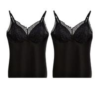 2 Pcs Hiver Dames Micropolaire Chaud Gilet Hauts avec Soutien-Gorge Intégré, Débardeurs Thermiques pour Femmes sous-Vêtements en Dentelle, Camisole Gilet sans Manches Maillot De Corps Cami Top,2