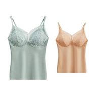 2 Pcs Hiver Dames Micropolaire Chaud Gilet Hauts avec Soutien-Gorge Intégré, Femmes Débardeurs Thermiques sous-Vêtements en Dentelle, Camisole Gilet sans Manches Maillot De Corps Cami Top, Abric