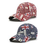 2 PCS Hommes Femmes Casquette de Baseball Union Jack Chapeau de Soleil Protection Solaire Anti-UV Casquette Visière Réglable Chapeau de Golf Respirant pour Vacances Plage Camping Randonnée 55-58 CM