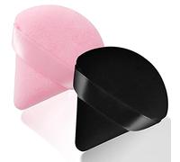 2 Pcs Houpette Maquillage, BoufféEs De Maquillage Triangle,Houpette En Coton RéUtilisable Pour Femme Filles Visage Maquillage, Convient Aux Peaux SèChes Et Humides Poupette Maquillage Noir et Rose