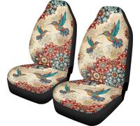 2 Pcs Housses De Siège Colibri Floral Mandala Bohème Housses De Siège De Voiture Universelles Protecteur De Sièges Auto Amovible pour Camions Homme Et Femme 52X138 Cm