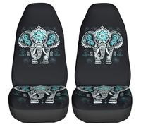 2 Pcs Housses De Siège Éléphant De The Tribe Mandala Peint Couverture De Siege De Voitures Universelles Vehicle Seat Cover Amovible pour Camionnettes Homme Et Femme 52X138 Cm