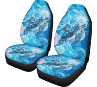 2 Pcs Housses De Siège Fleur De Tortue Bleue Couverture De Siege De Voitures Amovible Vehicle Seat Cover Accessoires pour La Plupart des Voitures Homme Et Femme 52X138 Cm