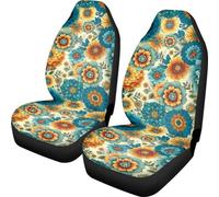 2 Pcs Housses De Siège Mandala Floral Bohème Housses De Siège De Voiture Lavable Protecteur De Sièges Auto Accessoires pour Camionnettes Camions 52X138 Cm