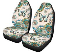 2 Pcs Housses De Siège Mandala Papillon Bohème Housse De Sieges Auto Amovible Protecteur De Sièges Auto Lavable pour Homme Et Femme Camions 52X138 Cm