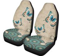2 Pcs Housses De Siège Mandala Papillon Bohème Protecteur De Sièges Auto Lavable Housses De Siège De Voiture Ultra Résistant pour Homme Et Femme La Plupart des Voitures 52X138 Cm