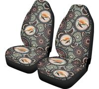 2 Pcs Housses De Siège Mandala Tortue Bohème Couverture De Siege De Voitures Universelles Vehicle Seat Cover Amovible pour Camions Camionnettes 52X138 Cm