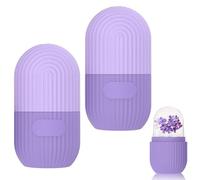 2 Pcs Ice Roller Visage,Glaçon Visage Réutilisable en Silicone,pour Raffermissement du Visage, Rétrécir les Pores, Réduit les Poches, Réduire les Rides(Violet)