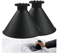 2 PCS Ice Scraper Magical Ice Scrapers For Car Windshield Windscreen Ice Cone Refuelling Funnel Snow Shovel Wiper Brush Round Scraper Ice Removal Frost Shovel For Truck Vans SUV (Black)