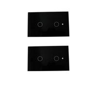2 PCS Interrupteur tactile mural WiFi 2,4G + BLE + RF 433MHz, verre trempé noir, 2 touches, 120 x 72 x 38 mm pour boîte 503 italienne, application TUYA Smart Life