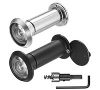 2 Pcs Judas de Porte avec Cache de Confidentialité, Judas Oeil de Boeuf Grand Angle de 200°, pour Portes Entrée de 35 à 60 mm d'épaisseur, pour Maison Bureau Hôtel, avec Perçage, Noir/Argent