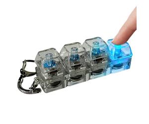 2 PCS Keyboard Fidget Toy, 4-Button Fidget Keyboard Keychain Stress Relief Toys, Funny Fidgets Keyring with LED Light Quality and Built to Last, Relief Stress Pass The Time for Adults and Kids