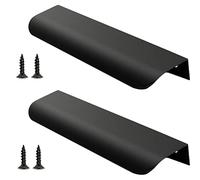 2 PCS LAMXD Poignées noires pour placard de 150 mm - Poignées de tiroir pour meuble de cuisine - Poignées de tiroir cachées modernes pour porte de cuisine (espacement des trous de 128 mm)