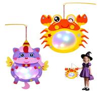 2 PCS Lanterne Enfant, Nouveaux Modèles pour 2025 Lanterne Halloween LED, Bâtons de Lanternes, Licorne et crabe Kit Lanternes, Kit Lanternen Enfant, Convient pour Halloween, La Saint-Martin Et Noël