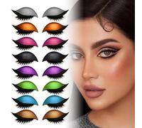 2 PCS Lazy Eye Shadow Eyelash Patch,2-in-1 Reusable Eyeshadow & Eyelash Makeup Stickers, Colorful Eyeshadow and Lash Sticker for All Eye Shapes (8 PCS)