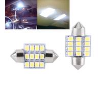 2 Pcs LED Ampoules Navette Eclairage Plafonnier Veilleuse( Blanc 12 V 12SMD 31mm )
