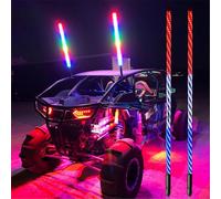 2 PCS LED Fouets, Fouet D'antenne D'éclairage RVB Avec Télécommande, Fonction De Fonctionnement APP, Lumière De Mât De Drapeau Étanche For UTV ATV Truck Dirt Bike(60cm)