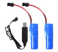 2 Pcs Li-ION Piles Rechargeables 3,7V, Batteries Lithium de Rechange 1000MAH 1200MAH avec Chargeur USB SM-2P Connecteur, Universelle Batterie Li-ION 14500 18650 pour rc Truck Voitures (1000MAH)