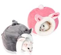 2 pcs Lit de Hamster Peluche，Maison Hamster，pour Hamster Cobaye Hérisson Écureuil Hérisson.（Gris et Rose）