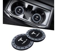 2 Pcs Logo De Voiture Porte-gobelet, Accessoires pour Voitures, sous-Verre Antidérapant en Silicone, Convient pour Model 3/S/X/Y 2017-2023
