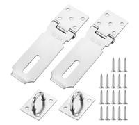2 PCS Loquet de Cadenas Agrafe, Moraillon de Cadenas en Acier Inoxydable Robuste avec Agrafe et 10 Vis, Loquet de Porte Idéal pour Sécuriser Chambres, Cuisines, Jardins, Salles de Bain et Garages