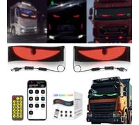 2 PCS LumièRe Yeux du Diable Pour Camions, LumièRe LED œIl Du Diable, TéLéCommande Et ContrôLe Par Application, Lampe Oculaire ColoréE, éCran Doux Pour Vitres de Voiture, éCran LED Flexible(10.2x34.8C