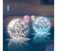 2 PCS Lumières de Piscine Flottantes à énergie Solaire, 13,78 Pouces Lumières Solaires de Piscine Qui Flottent, Les Lumières Gonflables à L'épreuve de l'eau, Les Lumières de la (Colorful)