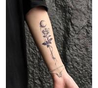 2 PCS lune Rose imperméable à l'eau durable Herbal Tattoo sticker bras taille jambe femme sentiment semi - permanent