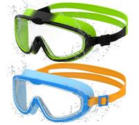 2 Pcs Lunettes de Natation à Grand Cadre pour Enfants, Masques Anti-Buée à Vision Claire, Protection UV, Réglage Rapide, Joint en Silicone, Lunettes Unisexes pour Enfants et Adolescents de 3 à 14