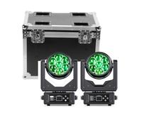 2 PCS Lyre LED 280W Tête Mobile avec 1 Flight Case,LED RGBW Beam Lumière de Scène,Focus Électronique,Wash Beam Vortex Effets Kaléidoscope,Projecteur Strobe Effekt pour Club,Fête,DJ,Bar,Disco