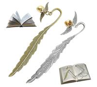 2 Pcs Marque Page Metal Vif D'or Marque Pages Plumes Magiques Marque Pages pour Lecture Personnalisé Accessoires Lecture Adaptés à Décoration de Livres,Cosplay