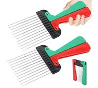 2 PCS Metal Hair Pick Sembs, 3,2x7.1 '' peigne 12 pieds avec cueillette en métal, cueillette de cheveux en métal pliable avec poignée en plastique, sélection portable pour améliorer la texture des ch