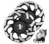 2 pcs Meules Diamantées 125 mm x 22,2 mm Double Rangée, Disques Diamant à Béton, Pierre, Granit, Maçonnerie, Compatible Meuleuse d’Angle pour Ponçage et Meulage Noir